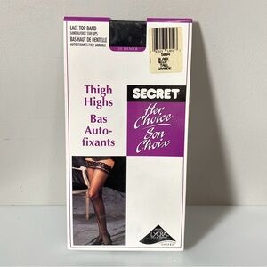 Vintage Lycra Secret Sandlefoot Thigh High Black Tall New Old Stock